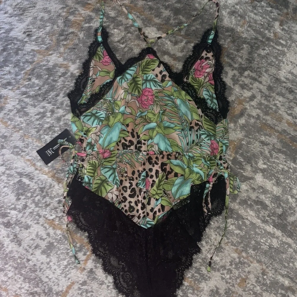 🟢 INC Tropical Jungle leopard bodysuit size Small - Picture 6 of 8